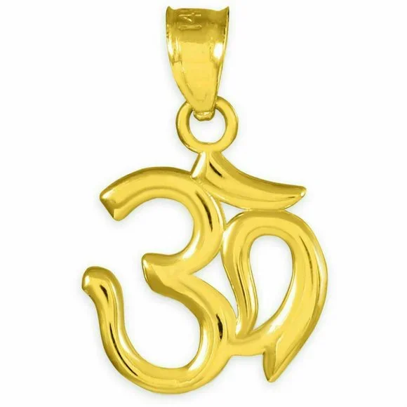10K Solid Gold Om Ohm Pendant Charm - Yellow, Rose, or White Yoga symbol